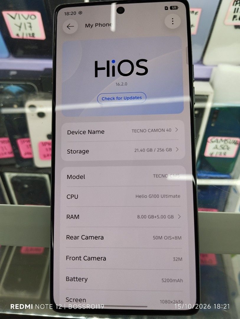 Tecno camon 40 (Category: Android Others) located in Caloocan City. Submitted by bossambo1003-59844 (Listing ID 1468167854, Image 3). Description: unit only chat Lang negotiable pa po.