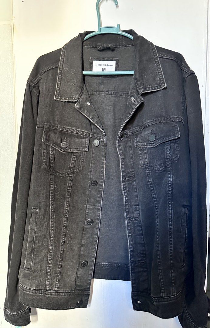 Terranova denim black wash jacket (Category: Coats, Jackets and Outerwear) located in Cavite. Submitted by chicfinds.slay (Listing ID 1468254482, Image 1). Description: ✨best fit medium to semi large (men size) ✨used once ✨white highlights are intended design like acid wash.