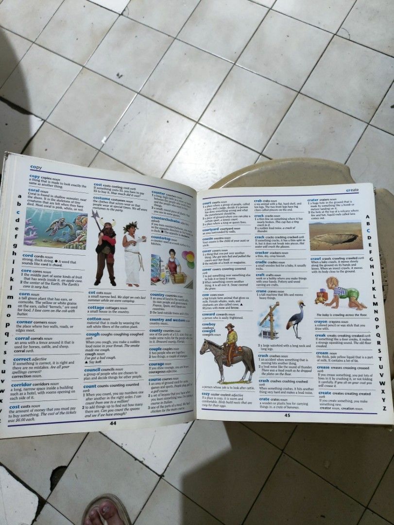 The Kingfisher Illustrated Junior Dictionary – Used (Category: Textbooks) located in Manila. Submitted by warmshark.1ae1ea (Listing ID 1468252027, Image 2). Description: Illustrated English dictionary for children and students. Contains word definitions, examples, pronunciation guides, and illustrations. Condition: Heavily used. The cover and spine have noticeable wear, stains, and damage. Please check all photos before buying. Interior pages app