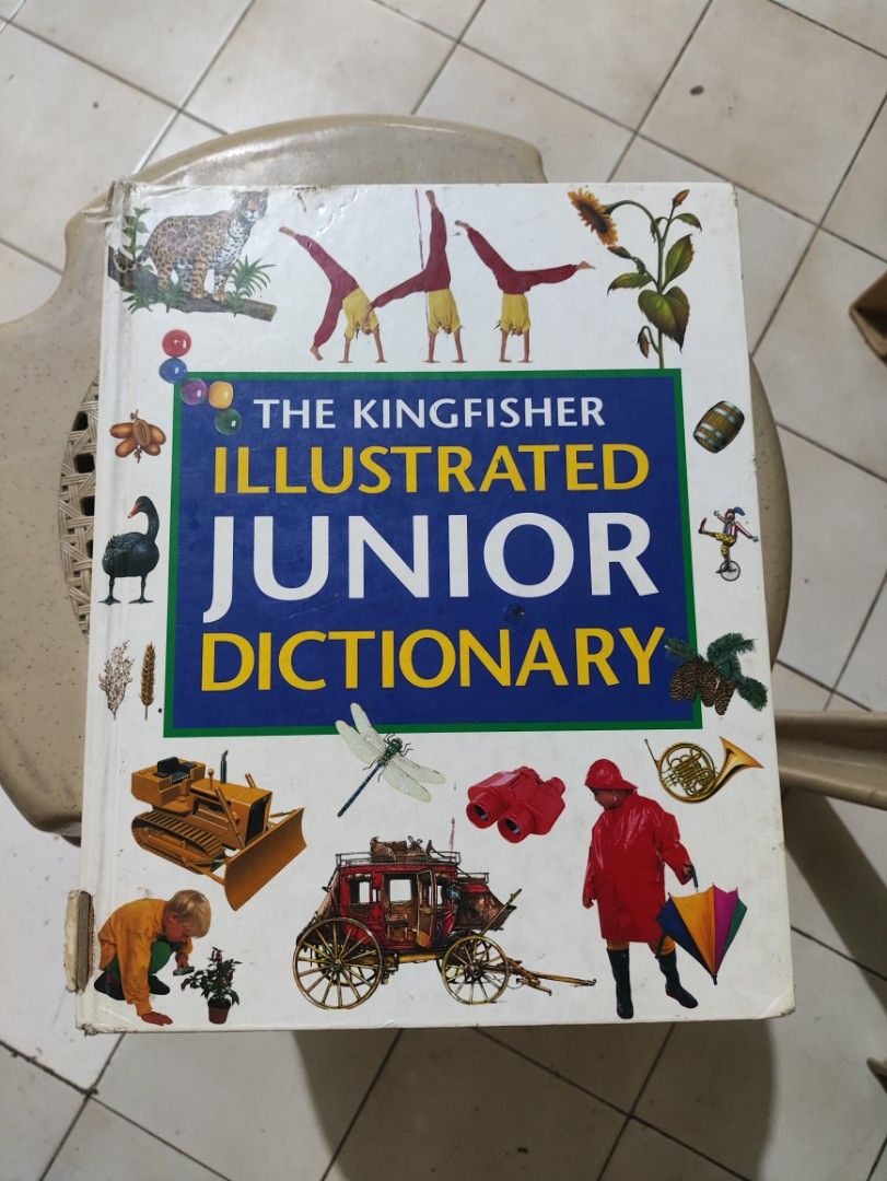 The Kingfisher Illustrated Junior Dictionary – Used (Category: Textbooks) located in Manila. Submitted by warmshark.1ae1ea (Listing ID 1468252027, Image 1). Description: Illustrated English dictionary for children and students. Contains word definitions, examples, pronunciation guides, and illustrations. Condition: Heavily used. The cover and spine have noticeable wear, stains, and damage. Please check all photos before buying. Interior pages app
