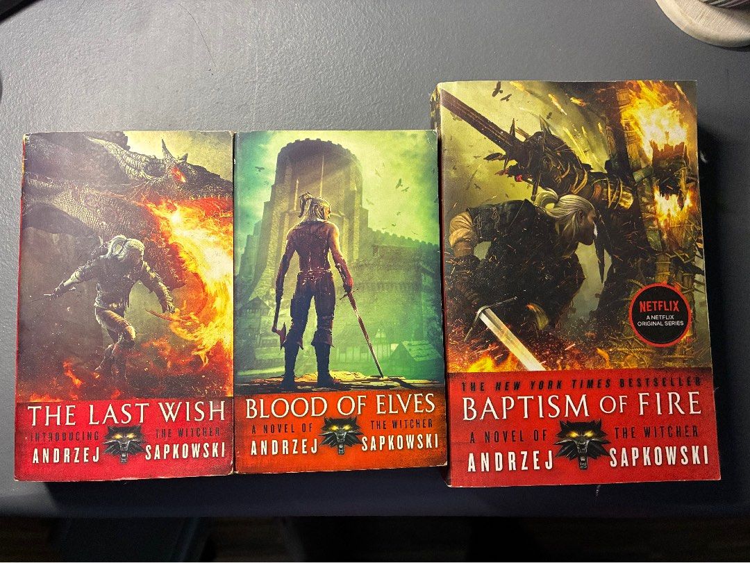 The Witcher 3 Book Set Andrzej Sapkowski (Category: Storybooks) located in Quezon City. Submitted by patrickchanggummies (Listing ID 1468117764, Image 1). Description: - Set of 3 Witcher novels by Andrzej Sapkowski - Titles included: The Last Wish, Blood of Elves, and Baptism of Fire First 3 books Free delivery for fairview/novaliches Qc.