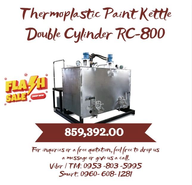 Thermoplastic Paint Kettle Double Cylinder RC-800 (Category: Home Improvement Tools & Accessories) located in Caloocan City. Submitted by liezelmonl80299 (Listing ID 1468063137, Image 1). Description: 1.Engine: 15HP electric start evaporative water-cooled diesel engine 2.Hydraulic transmission system: multi-channel integrated hydraulic control valve, forward and reverse stirring, continuously variable speed 3.Hydraulic motor: BM type 4.Hydraulic 
