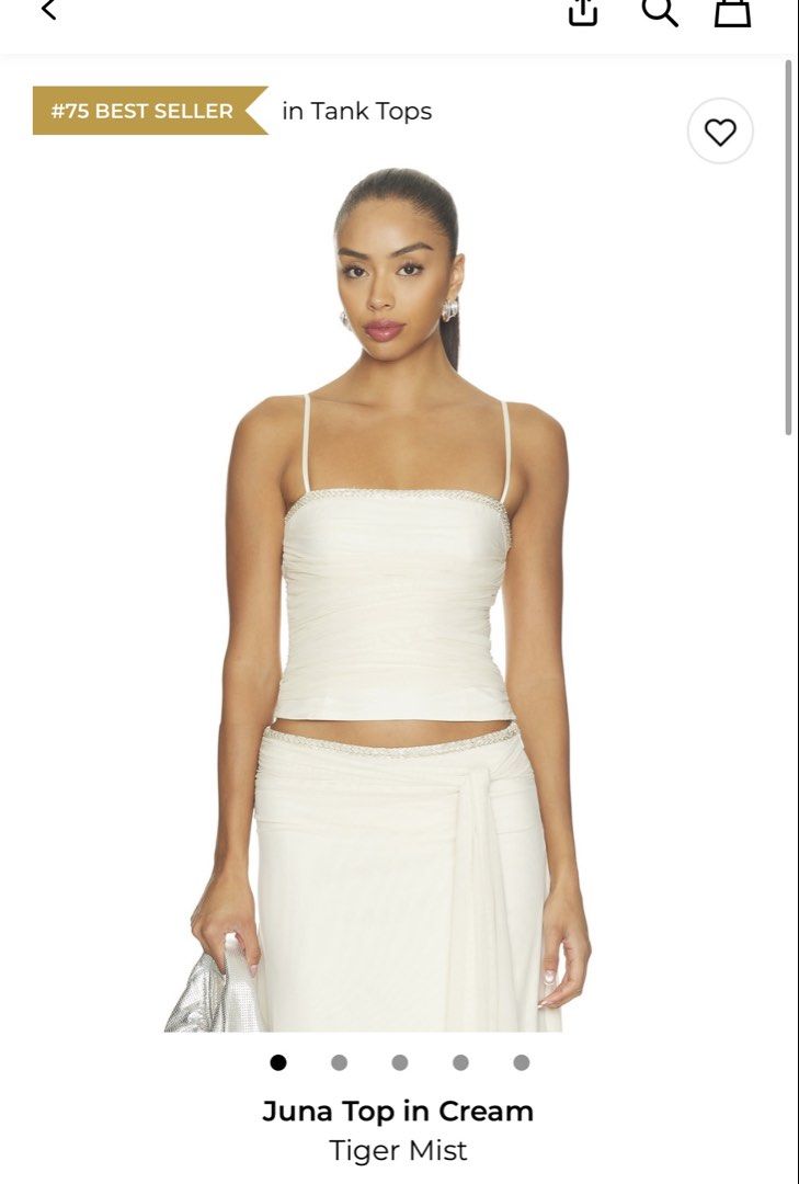 Tiger Mist Juna Top in Cream (Category: Sleeveless) located in Taguig. Submitted by andreascloset111 (Listing ID 1468223603, Image 1). Description: - Brand: Tiger Mist (Juna Top) - Color: Cream - Condition: Brand new with tags (BNWT) -Bought from revolve! Message me for more pics ⭐️ .