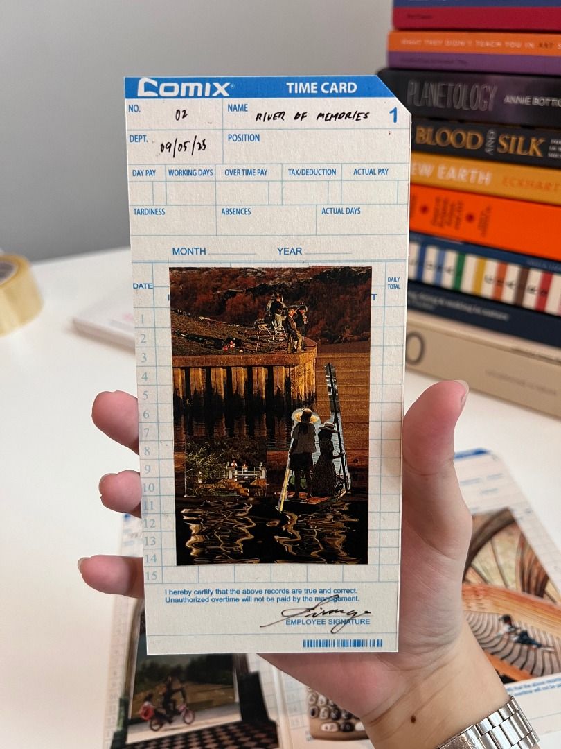 Time Card Collage Prints (Category: Stamps & Prints) located in Manila. Submitted by shoeracs (Listing ID 1468099519, Image 3). Description: [01] LOST CITY [02] RIVER OF MEMORIES [05] SOMEWHERE AT THE END OF THE ROAD [06] SLIDES [08] WHAT'S THE TEA? [09] SUMMER IN EUROPE [10] STARGAZING Limited copies per print! Suitable for journaling, bookmarking, and other uses. RFS: Decluttering MOP: GCash MOD: Shipping c/o Buyer.