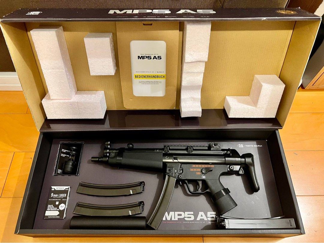 Tokyo Marui®︎ MP5 A5 Next Generation AEG (Category: Action & Battle Toys) located in Taguig. Submitted by dfreestyler (Listing ID 1468212657, Image 2). Description: ⭕️ TOKYO MARUI MP5 A5 (EBBR) Electric Blow Back Rifle ⭕️ Condition: NEW (No issue) ⭕️ Price: ₽38,000 ⭕️ Inclusions: 4 extra high capacity magazine + 2 batteries (8.4V 1600mah + charger. (All purchased in Japan) ⭕️ RFS: Decluttering ⭕️ Location: BGC Taguig 🎥 Reference: https://youtu.b
