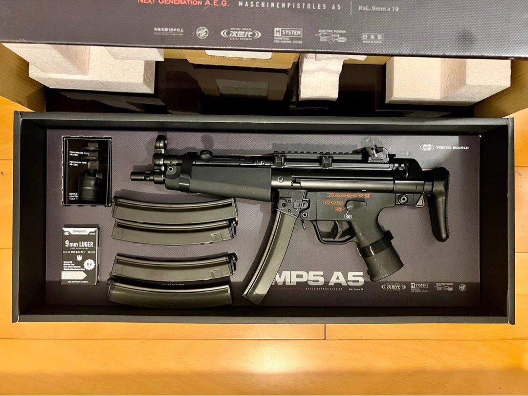 Tokyo Marui®︎ MP5 A5 Next Generation AEG (Category: Action & Battle Toys) located in Taguig. Submitted by dfreestyler (Listing ID 1468212657, Image 3). Description: ⭕️ TOKYO MARUI MP5 A5 (EBBR) Electric Blow Back Rifle ⭕️ Condition: NEW (No issue) ⭕️ Price: ₽38,000 ⭕️ Inclusions: 4 extra high capacity magazine + 2 batteries (8.4V 1600mah + charger. (All purchased in Japan) ⭕️ RFS: Decluttering ⭕️ Location: BGC Taguig 🎥 Reference: https://youtu.b