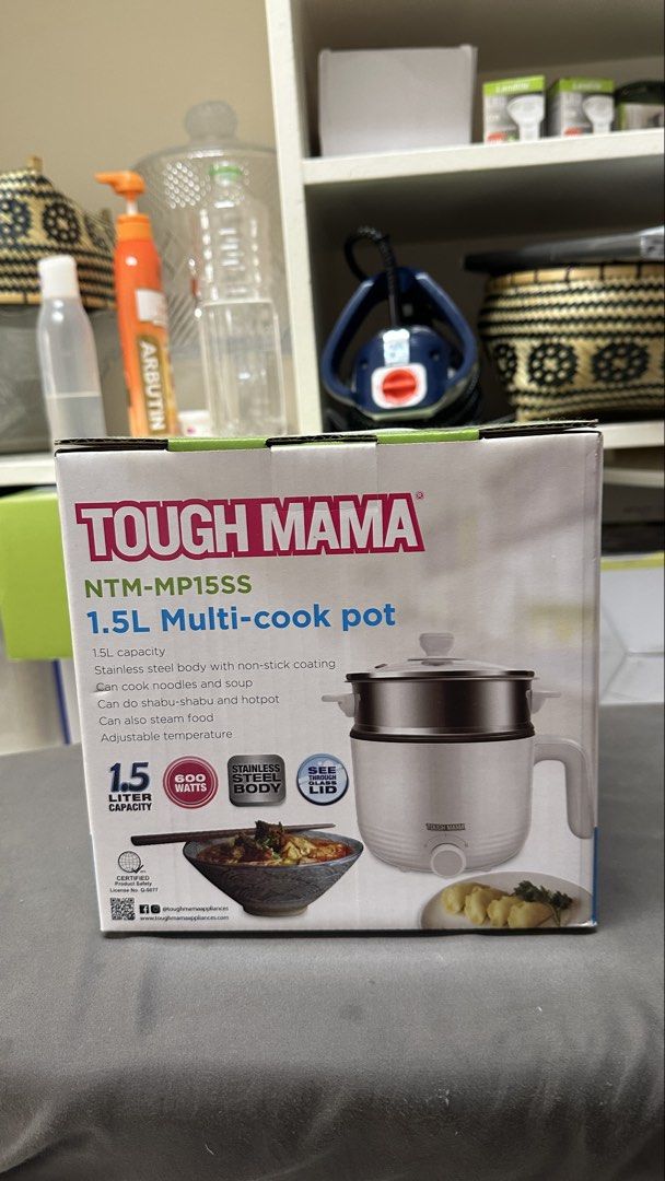 Tough Mama 1.5L Multi-Cook Pot (Category: Cookware & Accessories) located in Pasig City. Submitted by outgrownfaves (Listing ID 1468254849, Image 1). Description: Brand new & sealed Slightly negotiable but no to low ballers. 📍Pacific Village, Muntinlupa.