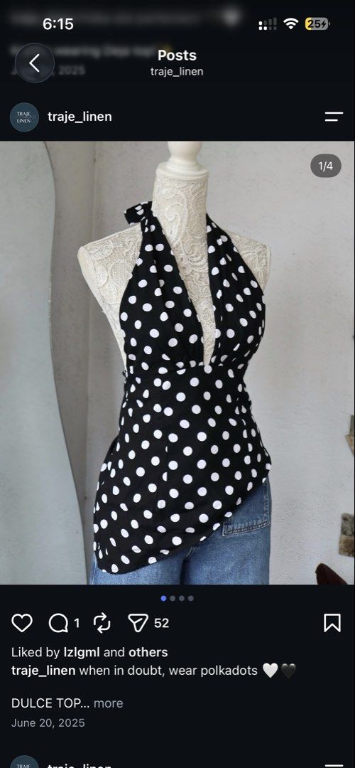 Traje linen halter neck top (S) (Category: Blouses) located in Cebu City. Submitted by sammaemendoza (Listing ID 1468165589, Image 1). Description: - used only once - fits 32a bust, 26in waist .