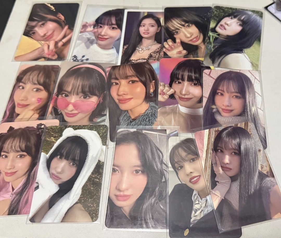 TWICE Momo Photocards Official Kpop Collection (Category: K-Wave Merchandise) located in Quezon City. Submitted by swiftdeer.7ae96b (Listing ID 1468233912, Image 1). Description: - Official TWICE Momo photocards - Features various eras, outfits, selfies, and closeups - Condition: Mint, kept in protective sleeves inside a binder - Selling as a complete set (lot) or individually - Kindly send a message first to check availability of specific cards 