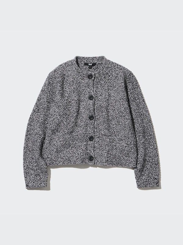 Uniqlo Gray Tweed Knitted Jacket Womens (Category: Coats, Jackets and Outerwear) located in Manila. Submitted by shopmybabies (Listing ID 1468200412, Image 3). Description: Worn once Size: small Rfs: decluttering.