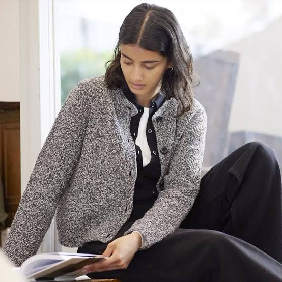 Uniqlo Gray Tweed Knitted Jacket Womens (Category: Coats, Jackets and Outerwear) located in Manila. Submitted by shopmybabies (Listing ID 1468200412, Image 2). Description: Worn once Size: small Rfs: decluttering.