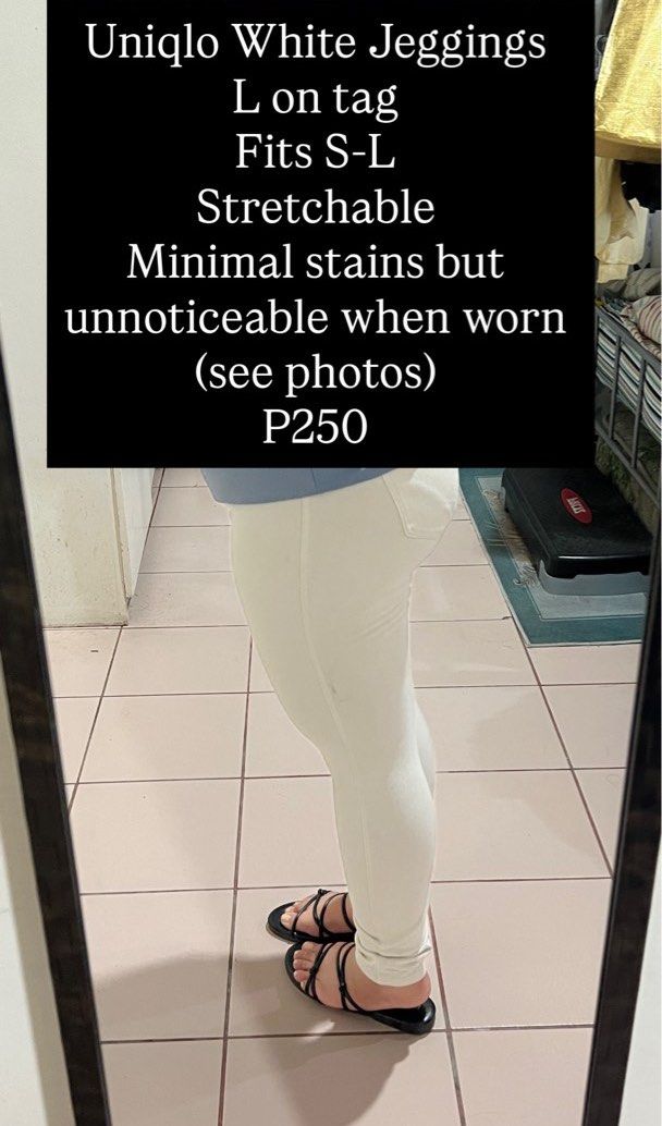 UNIQLO JEGGINGS (Category: Other Bottoms) located in Cebu City. Submitted by fromreggg (Listing ID 1468123418, Image 2). Description: Uniqlo White Jeggings L on tag Fits S-L Stretchable Minimal stains but unnoticeable when worn (see photos) P250.
