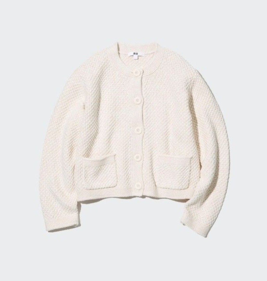Uniqlo Knitted Short Jacket (Category: Coats, Jackets and Outerwear) located in Angeles City. Submitted by miss_independent01 (Listing ID 1468132329, Image 1). Description: Uniqlo Knitted Short Jacket Color: Off-White Width: 22 (XL on tag) Length: 21.5 Sleeve: 24 Shoulder: 17 MOP: Gcash ✅ Mine Now, Pay Now ✅ First to Pay, Gets the Item 📍 PAMPANGA Courier: JnT 🚚🚚 PM 💌.