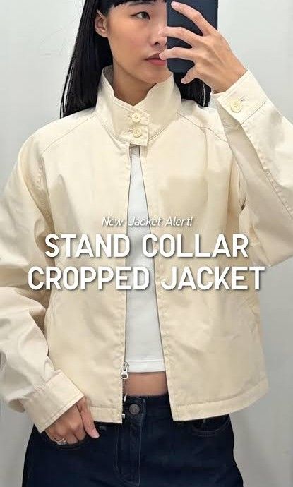 Uniqlo U Stand Collar Cropped Jacket (Category: Coats, Jackets and Outerwear) located in Abucay. Submitted by jamesnike21 (Listing ID 1468197317, Image 2). Description: 📌Uniqlo U 📌like new condition 📌size large on tag 📌width 23' 📌length 21' 📌Slightly wrinkled due to storage 👍 📌The color of the product may differ from actual color depending on the type, condition of the display, surrounding light and other factors. 👍 📌For negotiations, s