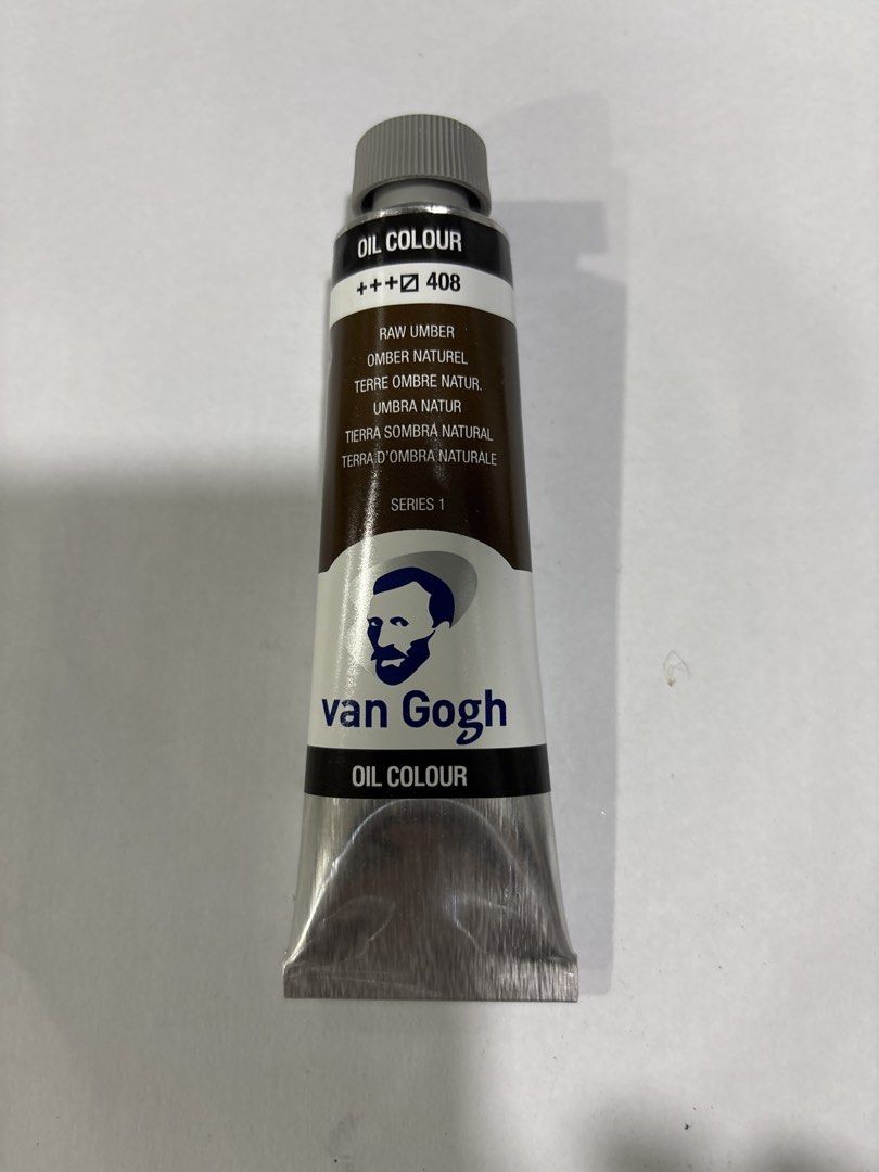 Van Gogh Oil Colour 40ml Raw Umber 408 (Category: Art & Prints) located in Mandaluyong City. Submitted by clothescarousel (Listing ID 1468101310, Image 1). Description: - Brand: Royal Talens (Van Gogh) - Color: Raw Umber (Series 1, Pigment PBr7) - Size: 40ml tube - Condition: Brand new, unopened, and unused - Origin: Made in the Netherlands - Packaging: Standard squeeze tube with screw cap.