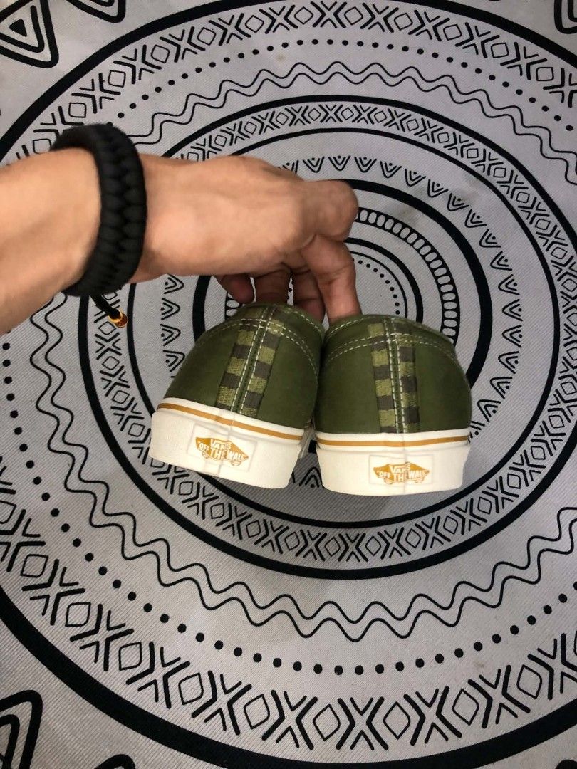 Vans Authentic Green Canvas 🫶 (Category: Sneakers) located in Manila. Submitted by sonkicks (Listing ID 1468247207, Image 3). Description: - Brand: Vans - Style: Classic low-top sneakers - Color: Green canvas with white laces - Soles: Chunky rubber with brown waffle tread - Size: US Men 10.5 / UK 9.5 / EUR 44 - Condition: Clean uppers with minimal wear on soles - Versatile everyday pair that goes with everything.