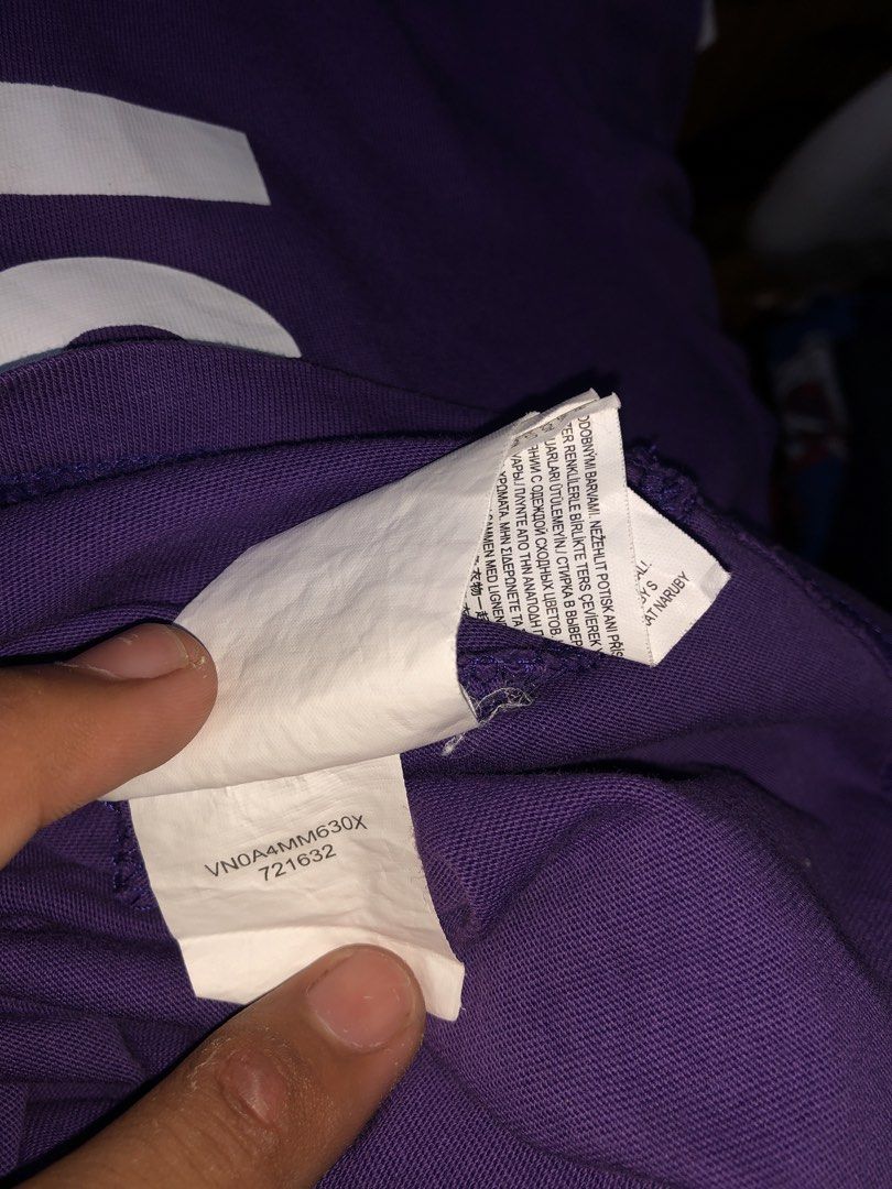 Vans Purple Regular Fit T-Shirt Large (Category: Tshirts & Polo Shirts ) located in Magsaysay. Submitted by ryns_thrifting (Listing ID 1468165009, Image 3). Description: - Brand: Vans - Color: Purple with white box logo - Size: Large (Regular fit) - Style Code: VN0A4MM630X - Material/Origin: Made in China - Condition: Standard everyday skate wear, crew neck collar.