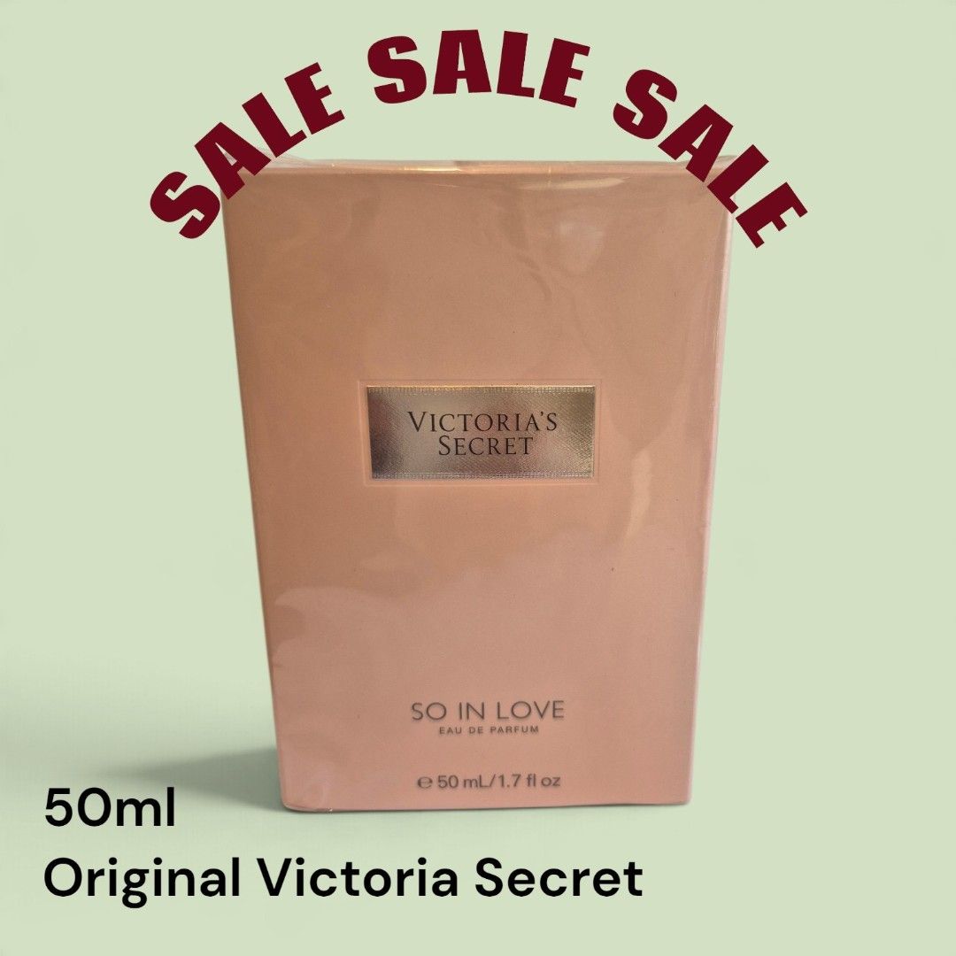Victoria Secret 50ml (Category: Fragrance & Deodorants) located in Quezon City. Submitted by annderthesun (Listing ID 1468140414, Image 1). Description: Victoria’s Secret So In Love Eau de Parfum 50ml A romantic floral fragrance with notes of rose, jasmine, violet leaves, honey and ylang-ylang. 🌸 50ml Eau de Parfum 📦 With sealed original box; actual item pictured Condition: sealed 💰 Price: ₱3000 📍 Location: Pasig Message me for inquiries!.