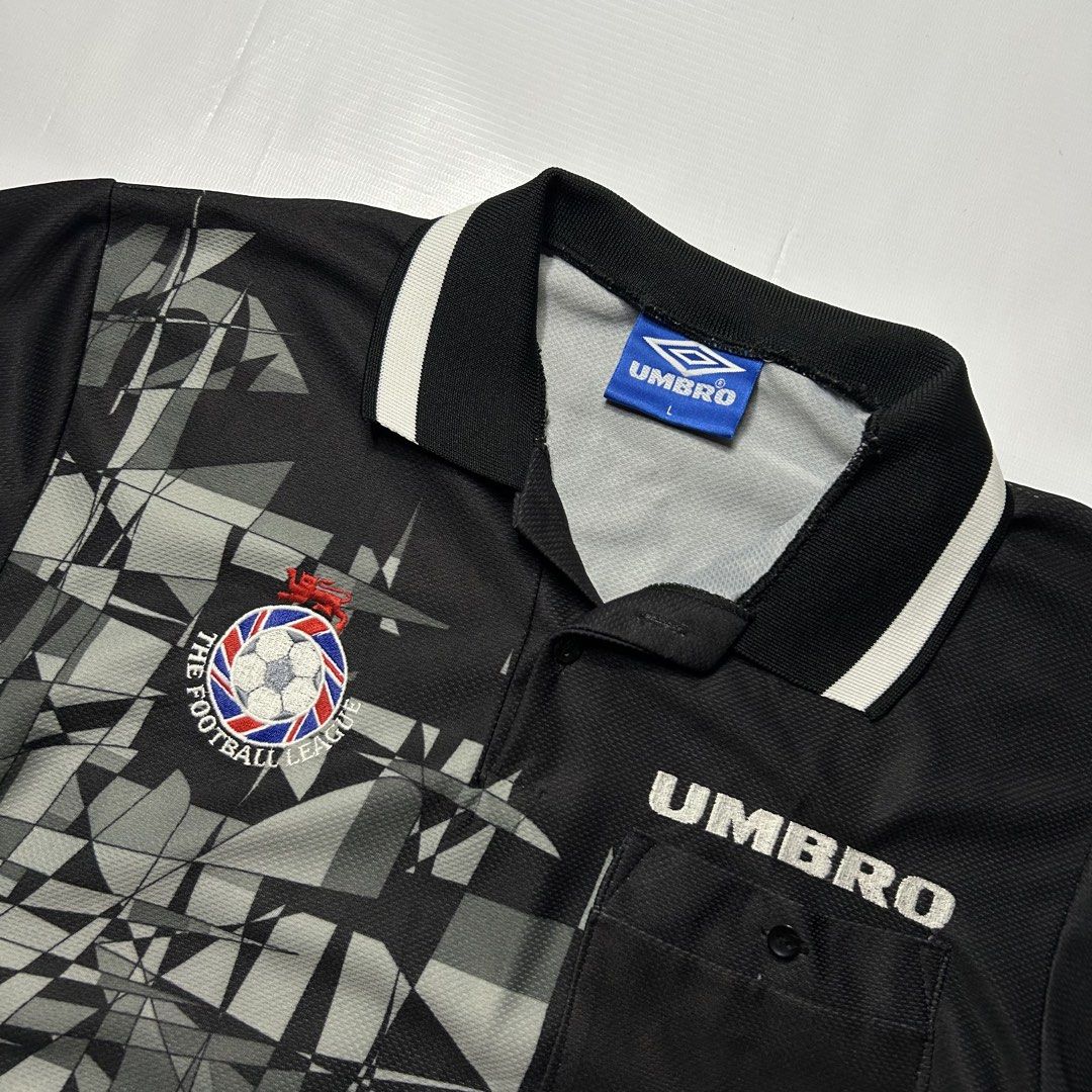 Vintage 90’s Umbro Jersey (Category: Tshirts & Polo Shirts ) located in Antipolo. Submitted by wvyfrnds (Listing ID 1468222115, Image 2). Description: Vintage 90’s Umbro Jersey Size: L Color: Black/White Dimensions (Inches): Length: 28 Width: 20 Color Rate: 9/10 Issues - NONE 495 PLUS SF.