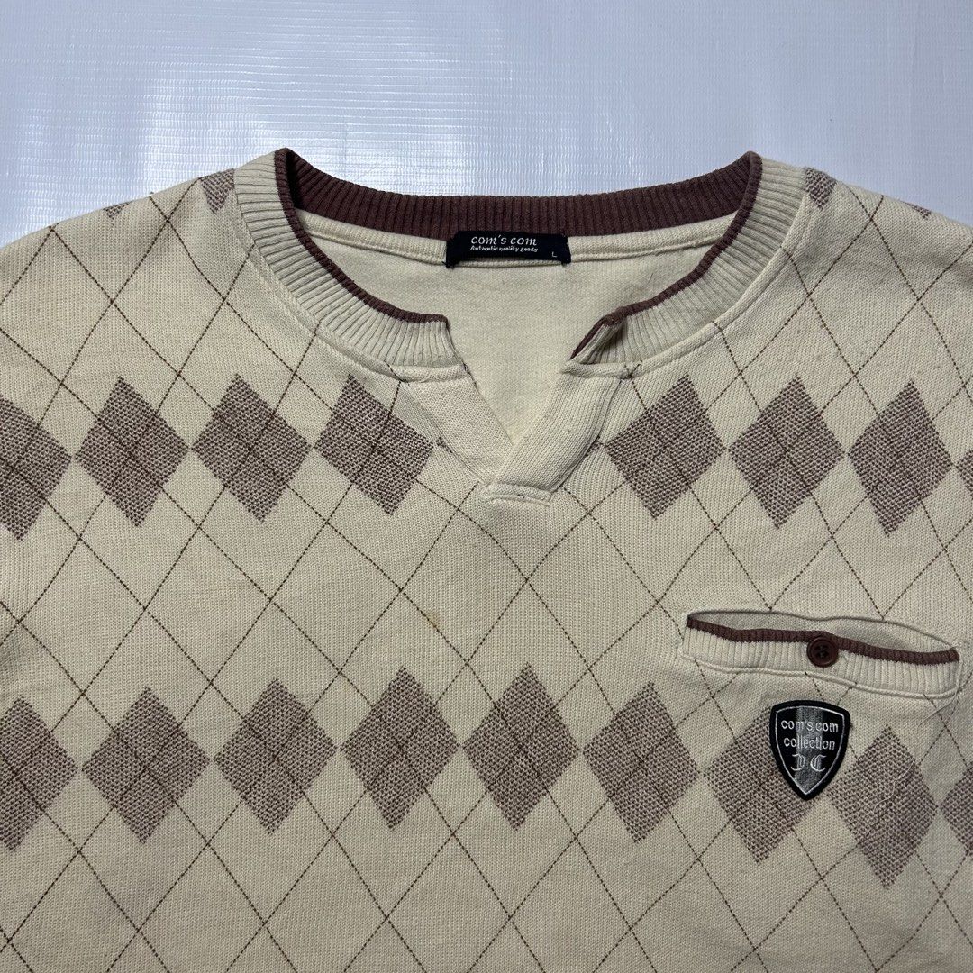 Vintage Com’s Com Sweater (Category: Tshirts & Polo Shirts ) located in Antipolo. Submitted by wvyfrnds (Listing ID 1468225036, Image 2). Description: Vintage Com’s Com Sweater Size: L Color: Beige Dimensions (Inches): Length: 25.5 Width: 21 Color Rate: 9/10 Issues - Light stain (Not Visible) 395 PLUS SF.