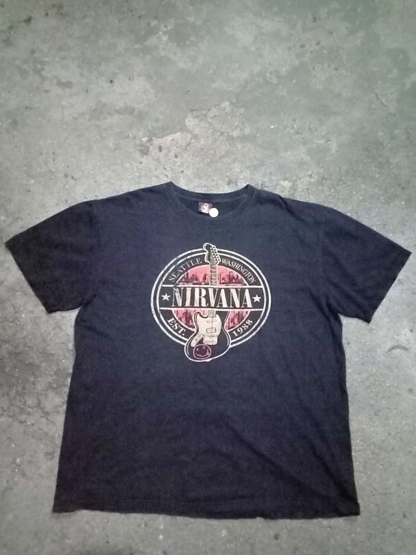 Vintage Nirvana 1988 (Category: Tshirts & Polo Shirts ) located in Pasig City. Submitted by thrifttofit (Listing ID 1468150817, Image 1). Description: Vintage Nirvana 1988 Size XL Color rate 9/10 Condition 9/10 L-29 W-25 Pasig city.