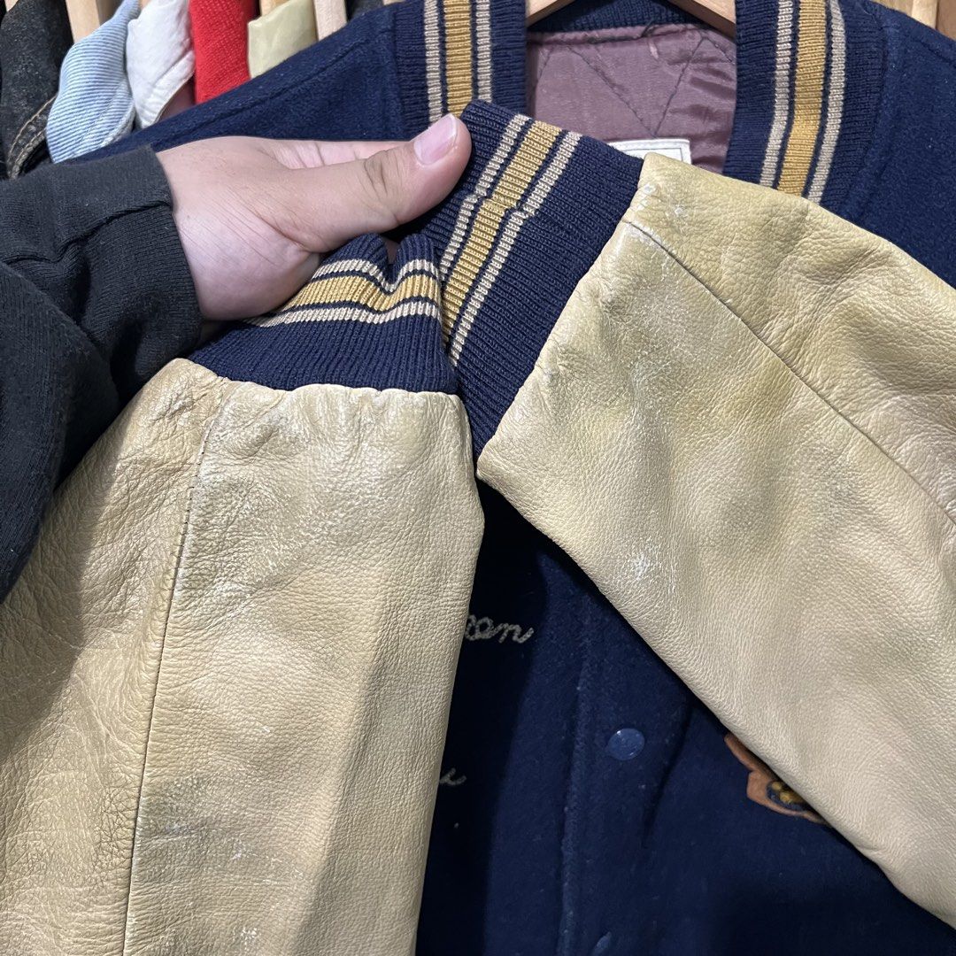 Vintage Peyton place leather wool varsity jacket (Category: Coats, Jackets and Outerwear) located in Baguio. Submitted by itsvintageclothing (Listing ID 1468161543, Image 2). Description: Medium Length 26 Pit to pit 24.