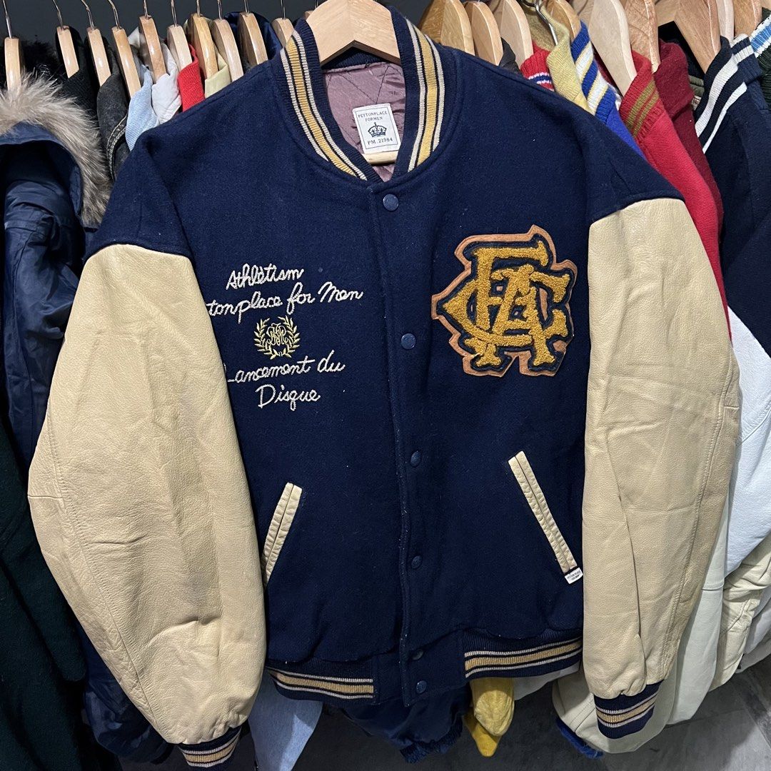 Vintage Peyton place leather wool varsity jacket (Category: Coats, Jackets and Outerwear) located in Baguio. Submitted by itsvintageclothing (Listing ID 1468161543, Image 1). Description: Medium Length 26 Pit to pit 24.