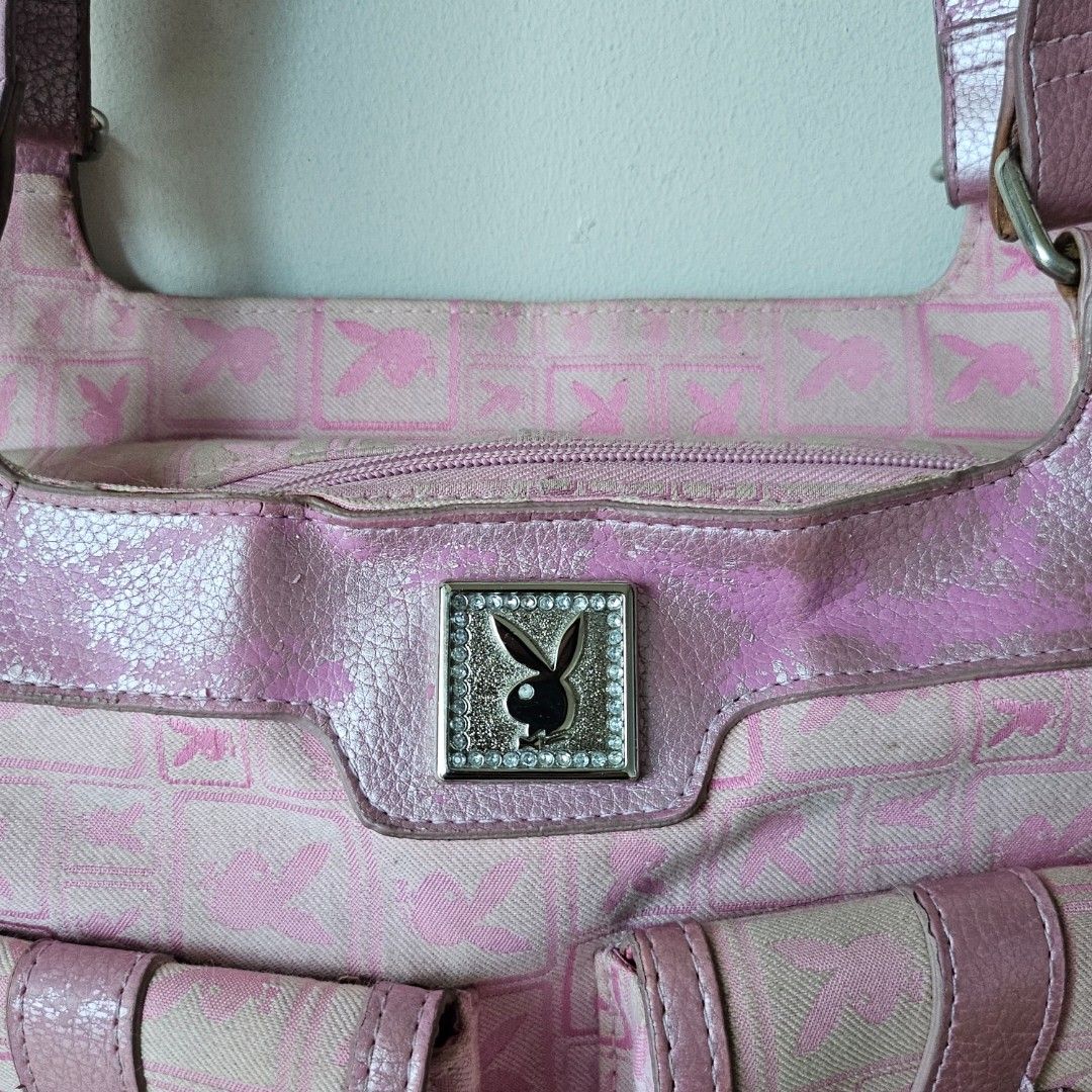 Vintage Y2k Playboy Multi-pocket Bag (Category: Shoulder Bags) located in Manila. Submitted by archievienne.vtg (Listing ID 1468103235, Image 3). Description: ☆ With signs of wear ☆ Metallic paint on leather rubbing off ☆ Needs cleaning ☆ Keychains on photo included ☆ Open for offers.