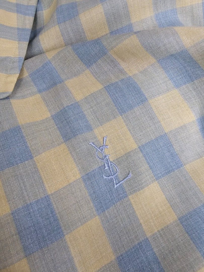 Vintages 90's YSL Plaid Harrington Jacket (Category: Vintage Collectibles) located in Cavite. Submitted by missyfhey (Listing ID 1468179335, Image 3). Description: Size on Tag 105 Dimes: 26Wx26.5L Hem 21 sleeve 23.5 shoulder 21 color rate 9.8/10 No issue Very Good Condition.