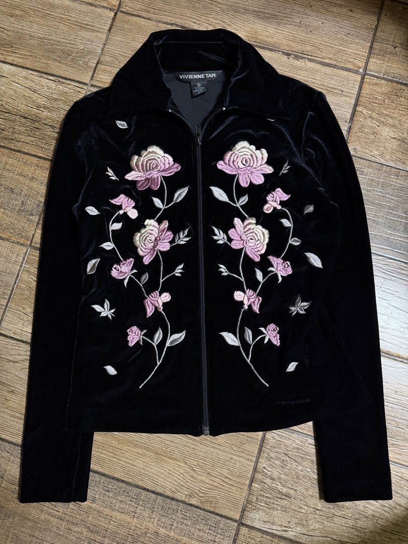 Vivienne Tam - Floral Velour Jacket (Category: Coats, Jackets and Outerwear) located in Makati City. Submitted by dailypickups_ (Listing ID 1468237250, Image 1). Description: Size: 0 In excellent condition .
