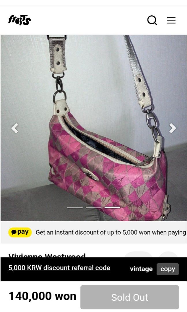 Vivienne Westwood pink argyle bag (Category: Shoulder Bags) located in Puerto Princesa. Submitted by sefynna96 (Listing ID 1468067701, Image 3). Description: ✨clean and ready to be used ✨the condition of the bag is well used as shown on photos posted. the white leather part can be repainted ✨ fabrics is in good condition ✨ medium size and spacious ✨price is negotiable for sure buyer.