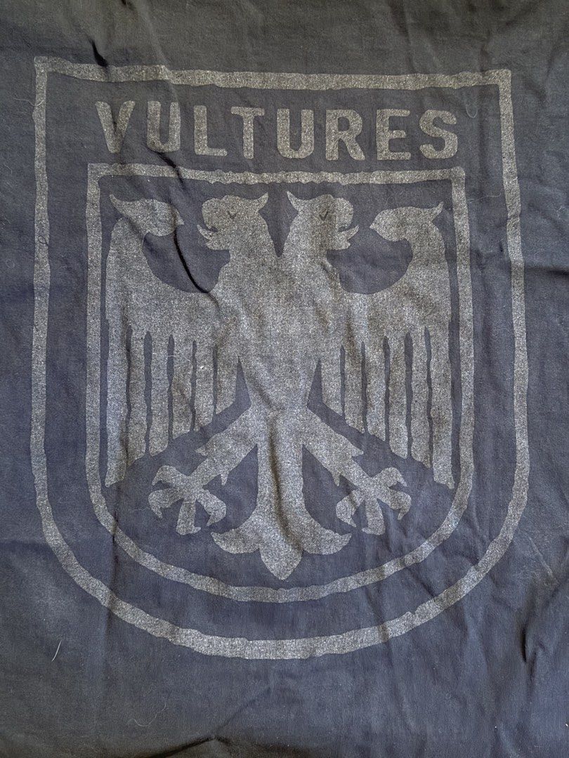VULTURES OVERSIZED GRAPHIC T-SHIRT (Category: Tshirts & Polo Shirts ) located in Las Pinas. Submitted by coolthreadz (Listing ID 1468172004, Image 2). Description: 🖤 VULTURES OVERSIZED GRAPHIC T-SHIRT 🏷️ Design: Vultures Graphic Tee 📏 Size: LARGE — Oversized Fit 🎨 Color: Washed Black / Dark Charcoal ✨ Details: * Oversized, boxy silhouette * Wide, relaxed short sleeves * Classic round neckline * Small Vultures crest graphic on the front * Larg