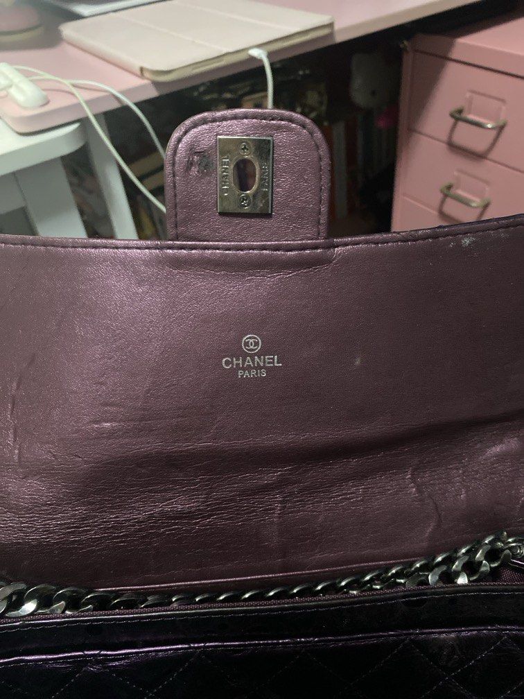 Wallet on Chain (Category: Shoulder Bags) located in Davao. Submitted by sheymei (Listing ID 1468207997, Image 3). Description: Vintage Rare Chanel Quilted Metallic Purple WOC bag Size 11”x6.5” Can be kili or sling bag 21 card slots Has 1 inner zipper With 5 inner pockets Classy bag for all occasions #rare #trendy #chanel.