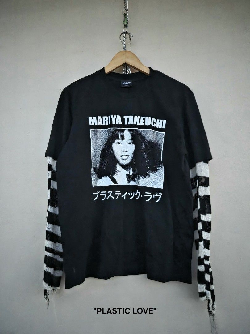 WEARy Studios custom distressed longsleeve (Category: Tshirts & Polo Shirts ) located in Caloocan City. Submitted by wearystudios (Listing ID 1468214671, Image 3). Description: "PLASTIC LOVE" MARIYA TAKEUCHI longsleeve, extended sleeves from distressed knitwear, logo print at the back 1/1 Fits M-L Shoulder 17 Full sleeves 25 Pit 21.5 Length 27 3,500.
