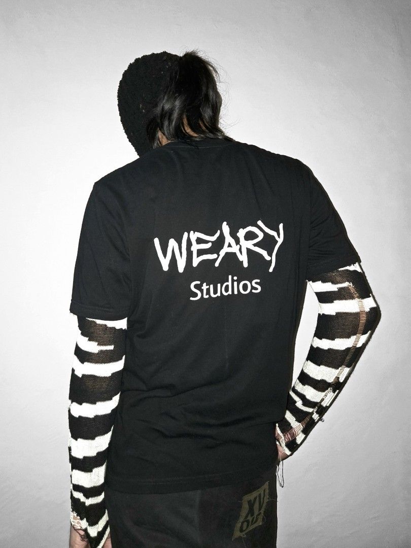 WEARy Studios custom distressed longsleeve (Category: Tshirts & Polo Shirts ) located in Caloocan City. Submitted by wearystudios (Listing ID 1468214671, Image 2). Description: "PLASTIC LOVE" MARIYA TAKEUCHI longsleeve, extended sleeves from distressed knitwear, logo print at the back 1/1 Fits M-L Shoulder 17 Full sleeves 25 Pit 21.5 Length 27 3,500.