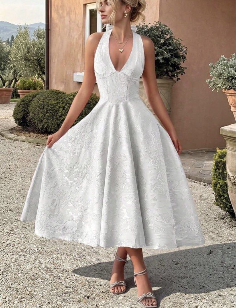 white dress (Category: Dresses) located in Midsayap. Submitted by maryshaishaibuhat (Listing ID 1468267441, Image 1). Description: used once for graduation small but can fit up to med.
