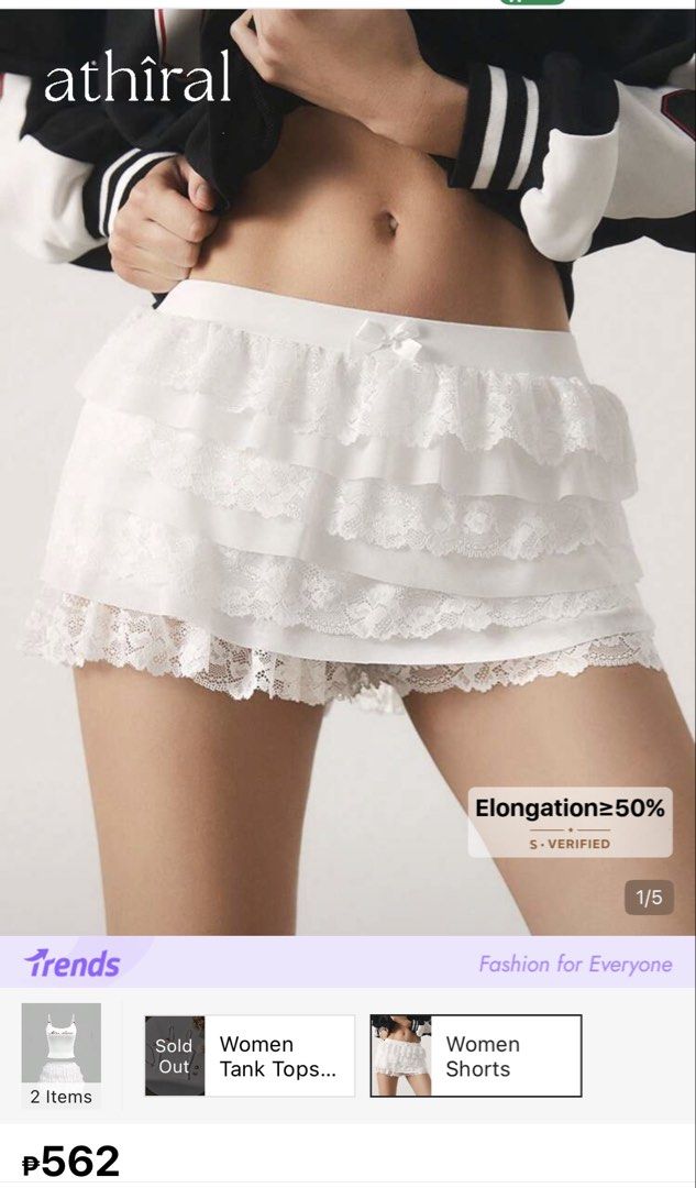 White lace ruffle layered shorts bloomers (Category: Shorts) located in Tayabas. Submitted by declutterwithmeee29 (Listing ID 1468130379, Image 1). Description: - Color: White - Design: Multi-tier lace ruffles with solid lining underneath - Details: Cute front bow on an elastic waistband - Fit: Super comfortable and easy to wear - Style: Great skirt alternative for casual days or coords - Condition: Brand new / Excellent.