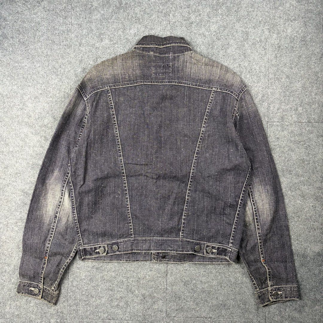 W.&.LT 90s Gray Washed Denim Jacket (Category: Luxury Apparel) located in Manila. Submitted by yourtherapist_ (Listing ID 1468247836, Image 2). Description: W.&.LT 90s Gray Washed Denim Jacket Size: M Condition: Very Good Flaw: Sign of usage Material: 100% Linen Measurements Width: 23 Length: 25 Shoulder: 20 Sleeve: 26 Hem: 19 12,000.