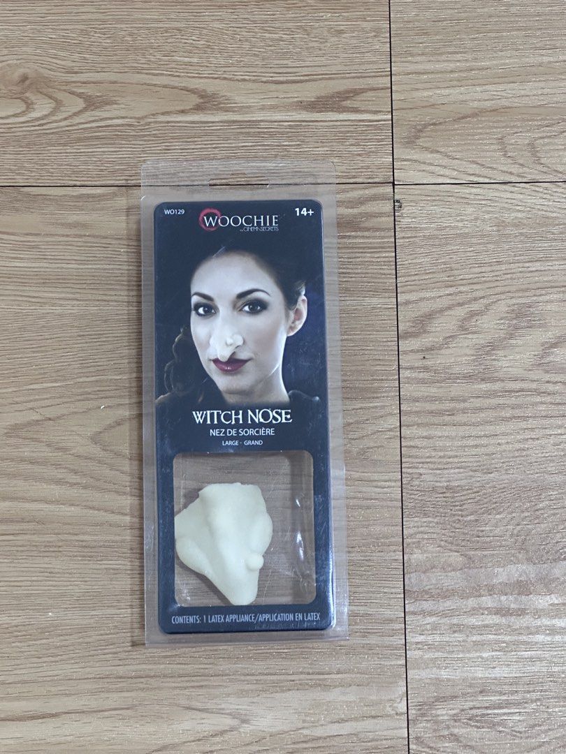 Woochie Witch Nose Large Latex (Category: Makeup) located in Binan City. Submitted by forgetmenot_ph (Listing ID 1468228282, Image 1). Description: - Brand: Cinema Secrets (Woochie) - Item: Large Witch Nose Appliance (Model WO129) - Condition: Worn once only (when worn photo avail upon request) - Perfect for: Halloween costumes, theater productions, and spooky makeup - Note: Requires spirit gum adhesive for application - Bonus: Application and re