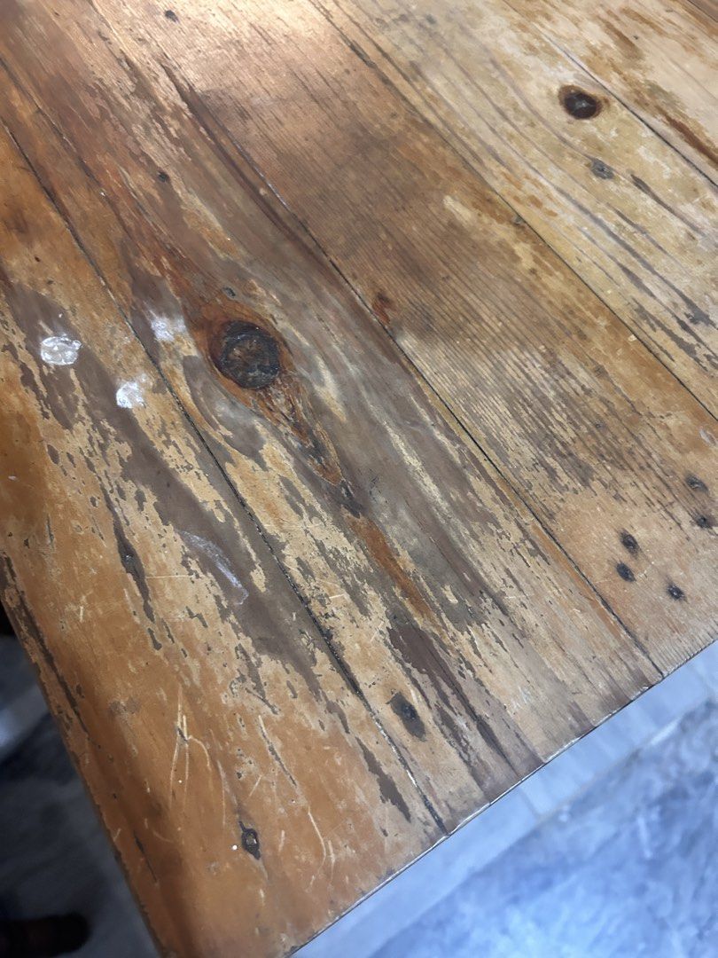 Wooden Table (Category: Tables & Sets) located in Quezon City. Submitted by orangekangkong (Listing ID 1468194461, Image 2). Description: Pwede as Dining, Crafts and Hobby Table. Sturdy and comes with 4 chairs Table top width - 4 feet length x 3 feet width.