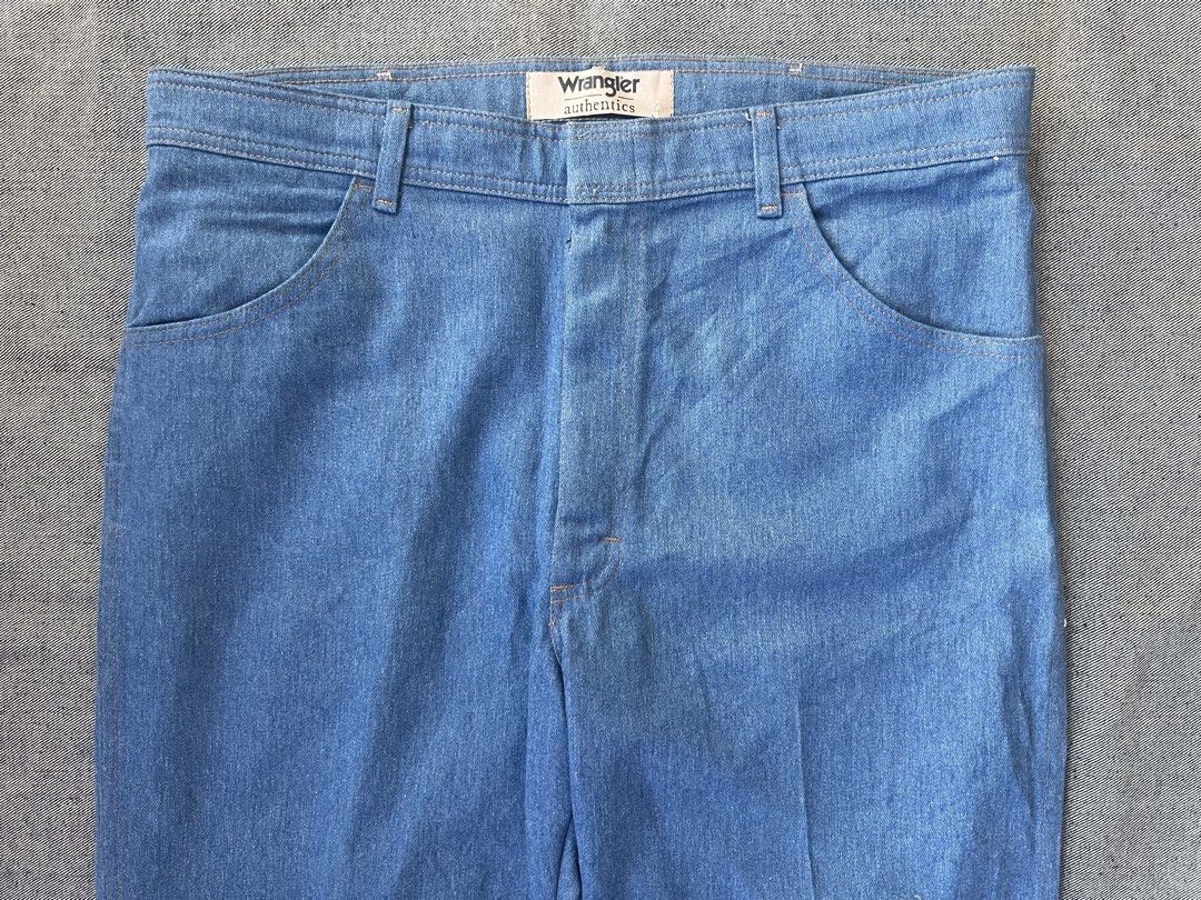 Wrangler Authentics Denim Slacks/Trousers (Category: Jeans) located in Manila. Submitted by minsanseller_madalasbuyer (Listing ID 1468162841, Image 3). Description: Waist - 38” Length - 42” Front rise - 13” Thigh - 13” Hem - 9” - Poly-cotton blend fabric. Slight stretch but holds its shape unlike new fast fashion flimsy denim. - Great condition, no issue. ₱ 690.