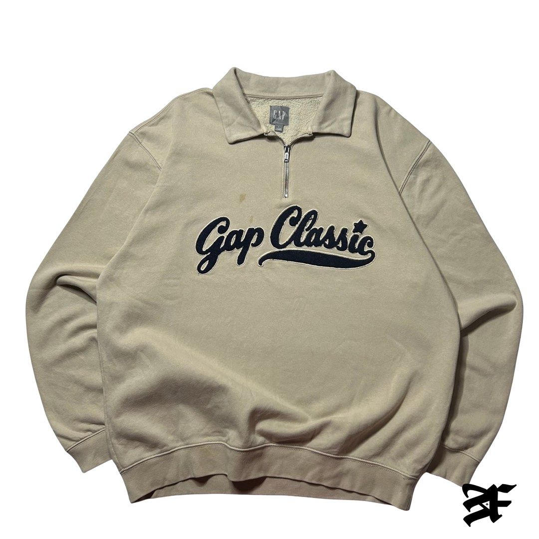 Y2K GAP Quarterzip (Category: Tshirts & Polo Shirts ) located in Antipolo. Submitted by wvyfrnds (Listing ID 1468224336, Image 1). Description: Y2K G A P Quarterzip Size: L Color: Beige Dimensions (Inches): Length: 28 Width: 25 Color Rate: 9/10 Issues - Light stain 395 PLUS SF.