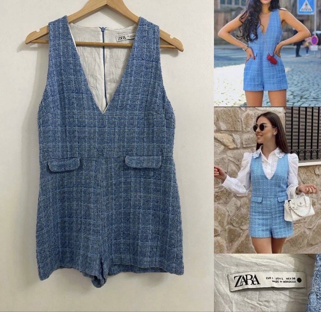 Z A R A Tweed blue Jumpshort (Category: Jumpsuits) located in Iloilo. Submitted by vpscloset (Listing ID 1468059868, Image 1). Description: .