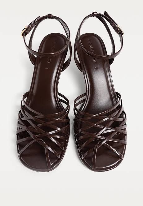 Zara Brown Cage Strappy Sandals heels (Category: Flats & Sandals) located in Taguig. Submitted by madeasoncloset (Listing ID 1468216292, Image 1). Description: Super cute and flattering! Nakaka-slim tingnan ang paa. ✨ • Bought for ₱2,595 • Super brand-new pa! • 2-inch heels — perfect for those who prefer low, comfy heels • Size 37 • Best fit for Size 36 if broad ang paa, like mine • Super nice condition! Worn indoors only at a relative’s debut • 