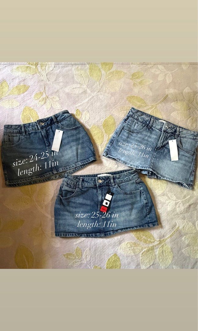 ZARA Denim Vintage Mini Skirts (Category: Skirts) located in Iligan City. Submitted by rosydoll.archive (Listing ID 1468115828, Image 2). Description: see second pic for the sizes, these are all brandnew and expect wrong tags..