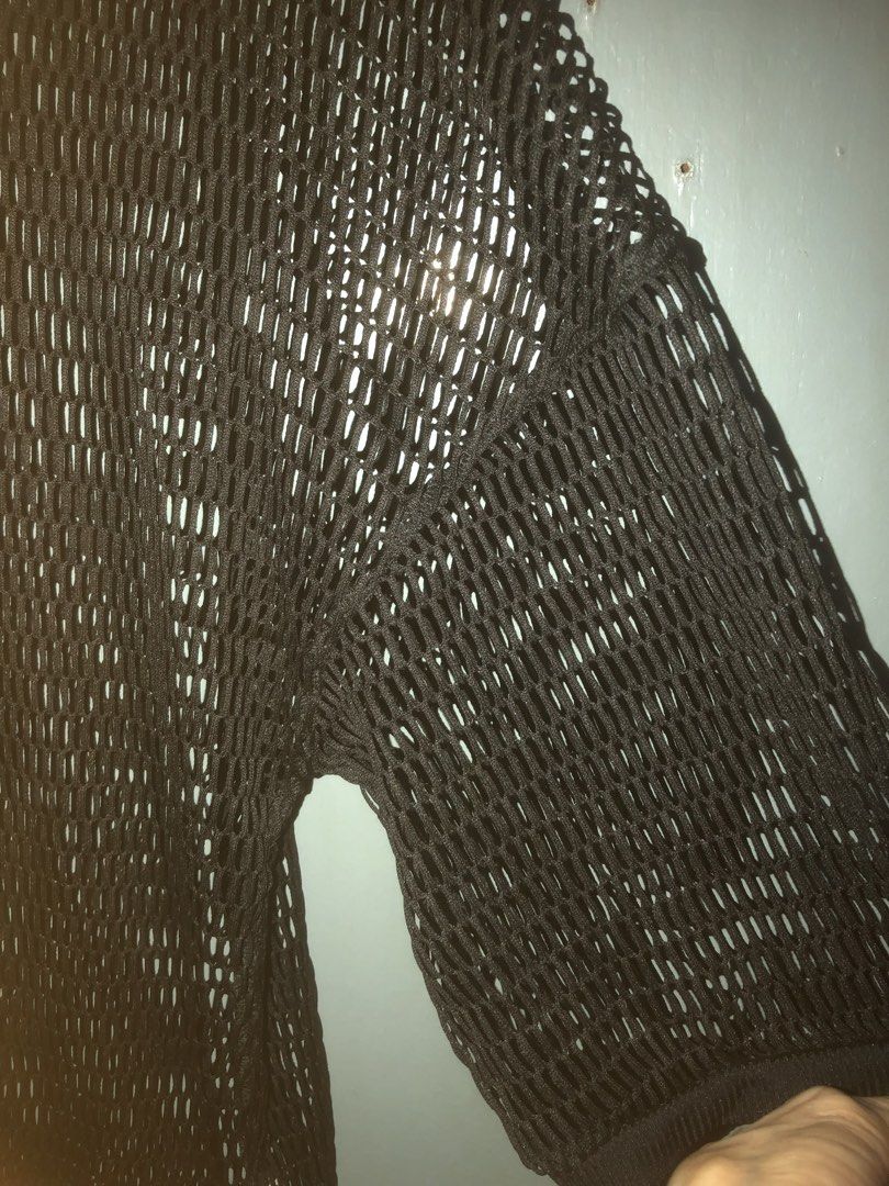 Zara Trafaluc Black Mesh Dress (Category: Dresses) located in Quezon City. Submitted by unique2shop (Listing ID 1468144321, Image 2). Description: - Brand: Zara Trafaluc - Color: Black - Size: Small (EUR/USA S, MEX 26) - Material: Semi-sheer textured mesh fabric - Design: Short sleeves, crew neck, long length - Origin: Made in Morocco - Condition: Excellent - needs inner lining - can also be used as cover up when you’re in the beach - s very sexy