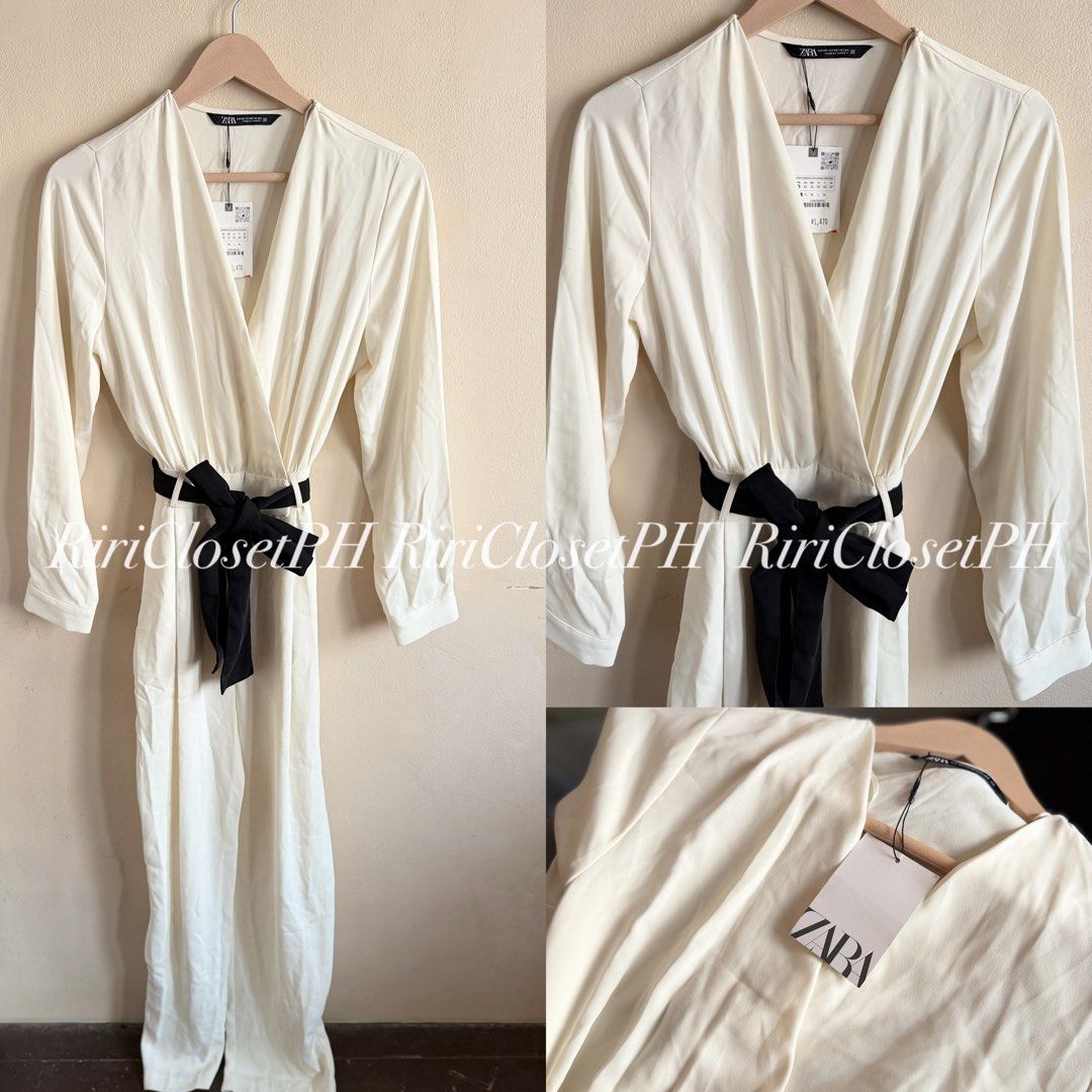 Zara White Jumpsuit with Black Belt (Category: Jumpsuits) located in Cebu City. Submitted by iamrixi (Listing ID 1468089994, Image 1). Description: No when worn|cancellation|return MOP: Bank or Gcash Shipping: J&T 1 day reservation only 📍Cebu City.