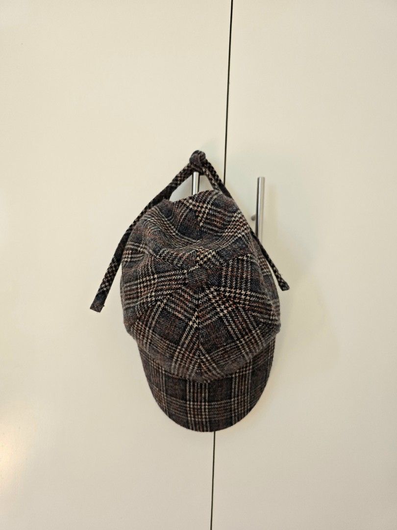 Zara Wool Blend Plaid Cap (Category: Hats & Beanies) located in Las Pinas. Submitted by sandrapee (Listing ID 1468097862, Image 3). Description: Stylish baseball-style cap featuring a brown tartan/plaid pattern crafted from a blend that includes wool. It includes a distinct adjustable fabric tie or ribbon knot closure at the back rather than a standard strap. Size: Small - Medium Brand new with tag Never used Bought for P1,395 RFS: Decluttering.