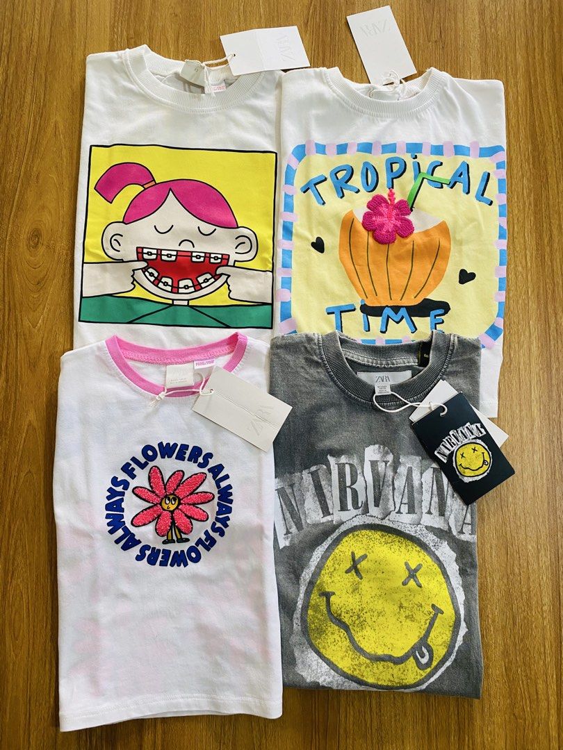Zarakids shirts (Category: Babies & Kids Fashion) located in Cavite. Submitted by lovedbyceleste (Listing ID 1468095900, Image 2). Description: All bnew 595 each Flowers 5y Nirvana 6-7y Braces 6y Tropical 5y,6y.