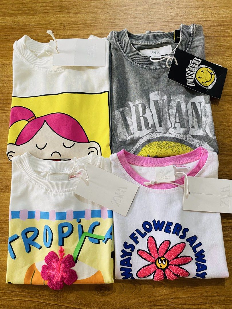 Zarakids shirts (Category: Babies & Kids Fashion) located in Cavite. Submitted by lovedbyceleste (Listing ID 1468095900, Image 1). Description: All bnew 595 each Flowers 5y Nirvana 6-7y Braces 6y Tropical 5y,6y.